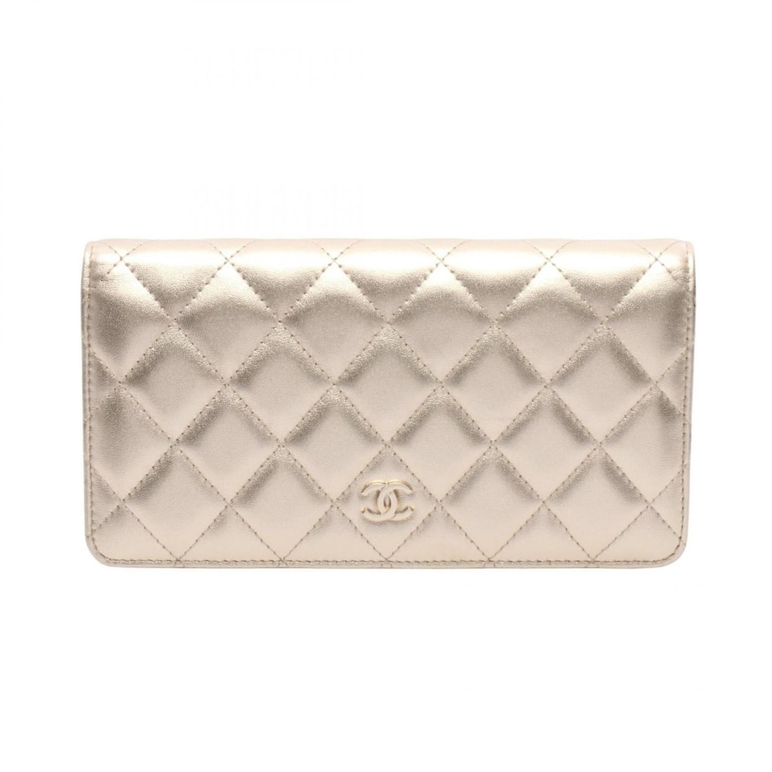 Chanel Matelassé Bi-fold Long Wallet, Lambskin Leather, Women's, Gold Tone: --- Catalog ---Category: SizeSize (HxWxD): 10cm x 18.5cm x 2.5cm / 3.93'' x 7.28'' x 0.98''Category: DesignType: Long wallet (bi-fold)Color: GoldGender: WomenMaterial: Leather Leather/Fur Type: Lambsk