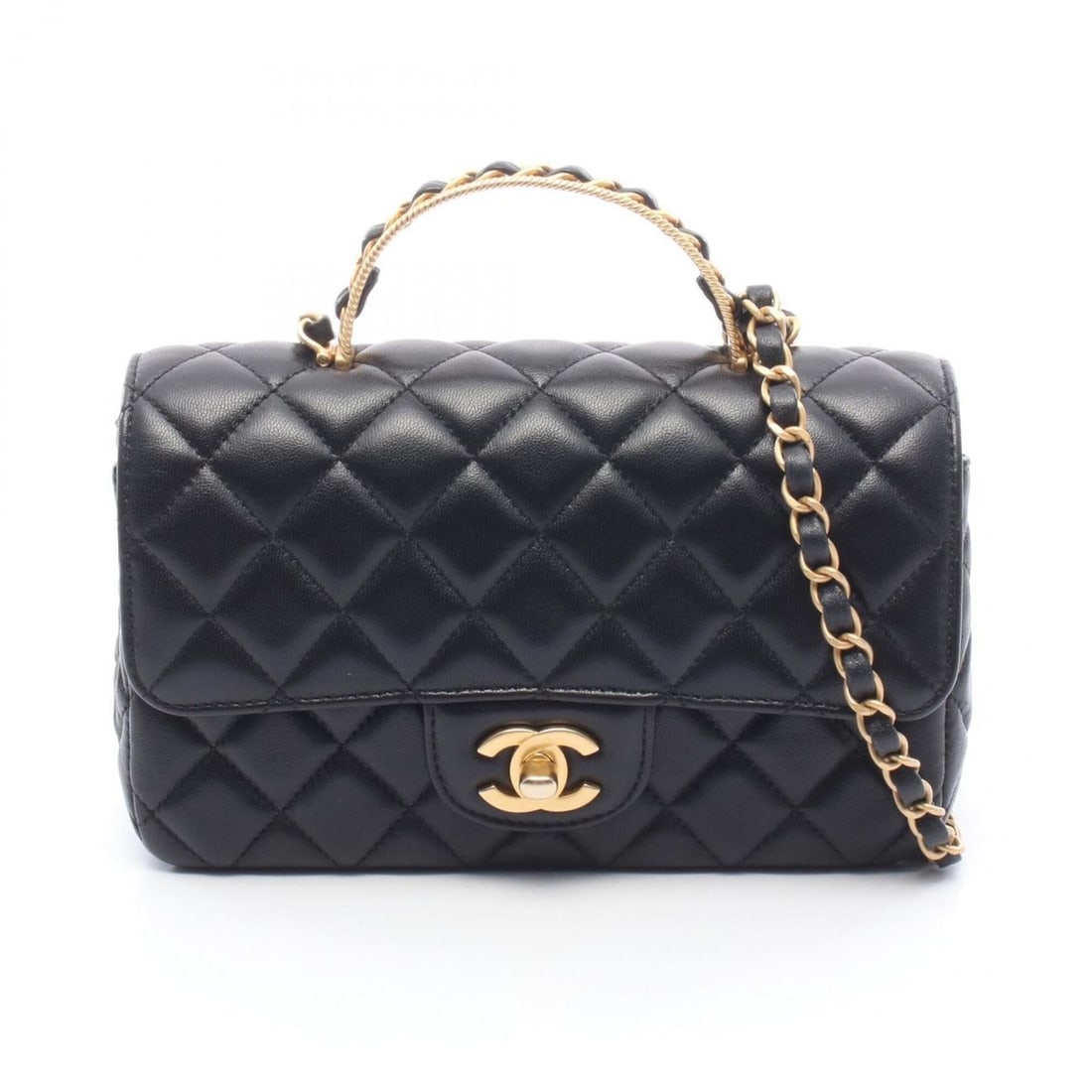 Chanel Matelassé Top Handle 2-Way Shoulder Bag/Handbag, Lambskin Leather, Women's, Black (AS4408): --- Catalog ---Category: SizeSize (HxWxD): 14cm x 23cm x 6.5cm / 5.51'' x 9.05'' x 2.55''Category: DesignType: Handbag, Shoulder bagColor: BlackGender: WomenMaterial: Leather Leather/Fur Type: Lambski