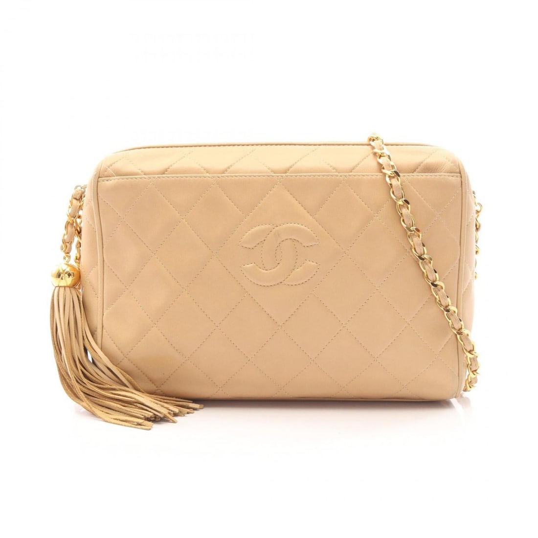 Chanel Matelassé Tassel Shoulder Bag/Handbag, Lambskin Leather, Women's, Beige: --- Catalog ---Category: SizeSize (HxWxD): 18cm x 24cm x 6.5cm / 7.08'' x 9.44'' x 2.55''Category: DesignType: Handbag, Shoulder bagColor: BeigeGender: WomenMaterial: Leather Leather/Fur Type: Lambski