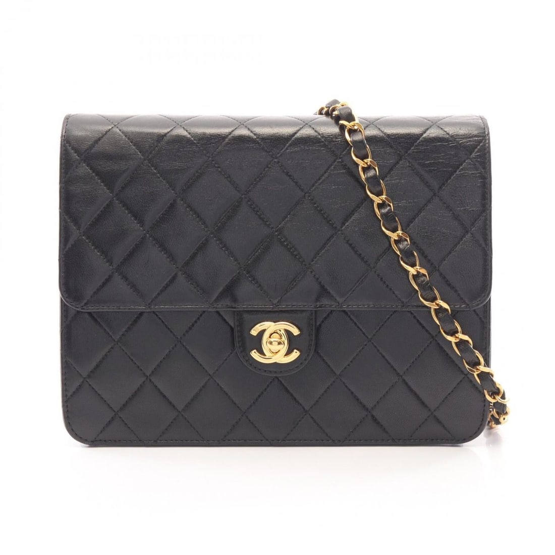 Chanel Matelassé Single Flap Shoulder Bag/Handbag, Lambskin Leather, Women's, Black: --- Catalog ---Category: SizeSize (HxWxD): 17cm x 22cm x 6cm / 6.69'' x 8.66'' x 2.36''Category: DesignType: Handbag, Shoulder bagColor: BlackGender: WomenMaterial: Leather Leather/Fur Type: LambskinC