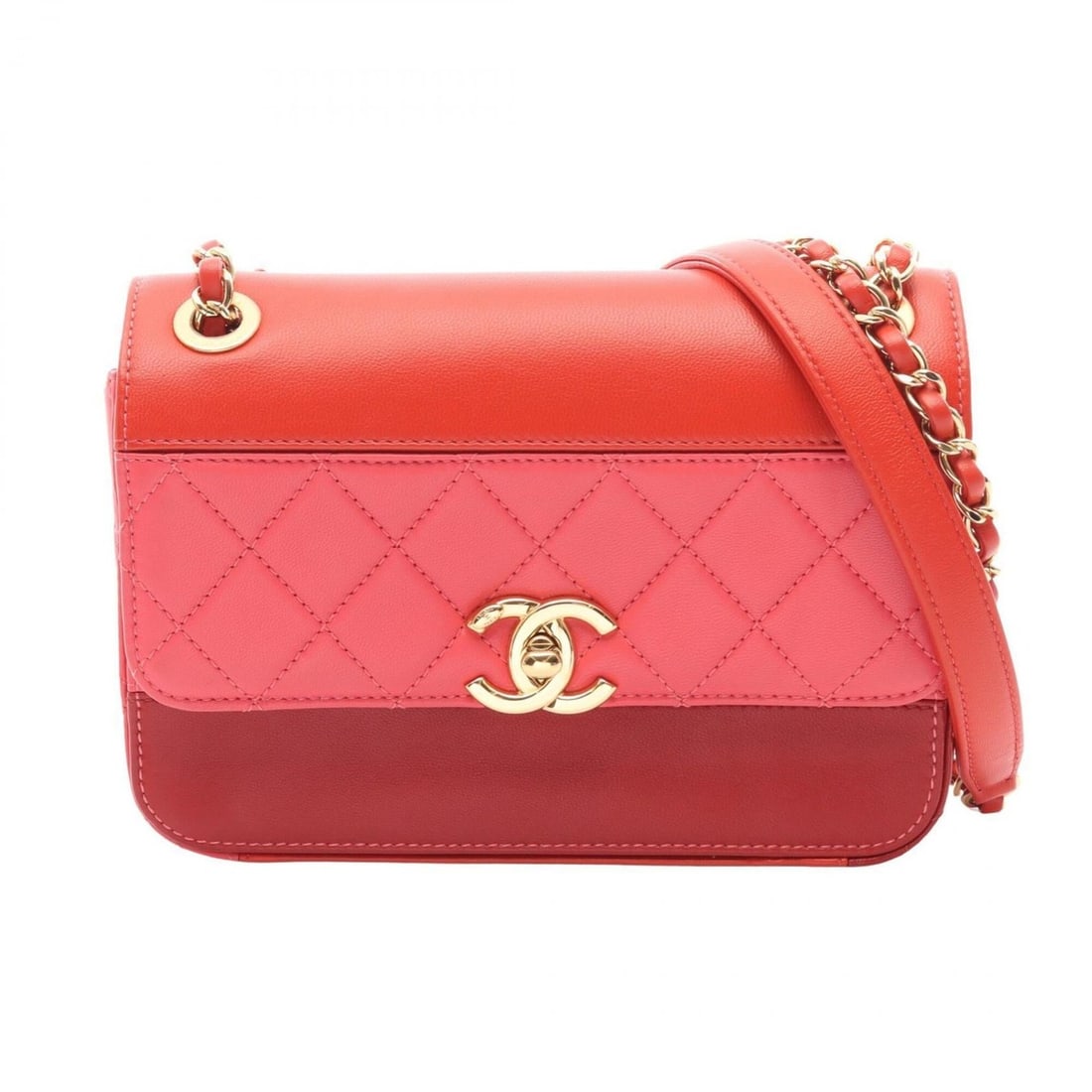 Chanel Matelassé Shoulder Bag/Handbag, Lambskin Leather, Women's, Red, Pink, Bordeaux (1 of 9)
