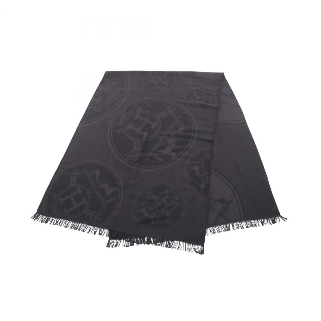 Hermes New Libris Stole, Silk & Cashmere, Women's, Black (1 of 9)