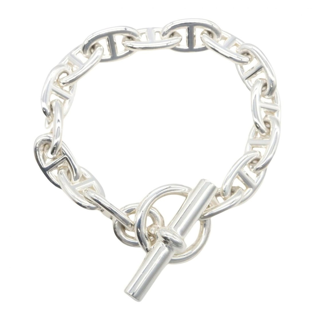 Hermes Chaine d'Ancre MM 15-link bracelet, sterling silver (925), women's, tone.: --- Catalog ---Category: SizeLength: 16cm / 6.29''Category: DesignType: Charm braceletColor: SilverGender: WomenMaterial: Silver 925Category: GeneralBrand: Hermes--- Item List ---Section: ConditionRan