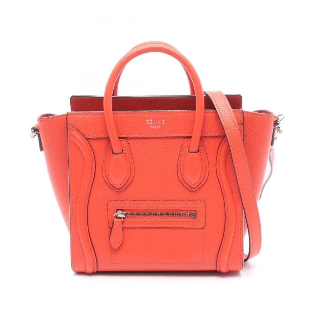 Celine Luggage Nano Shopper 2-Way Handbag, Leather, Women's, Red (1 of 12)