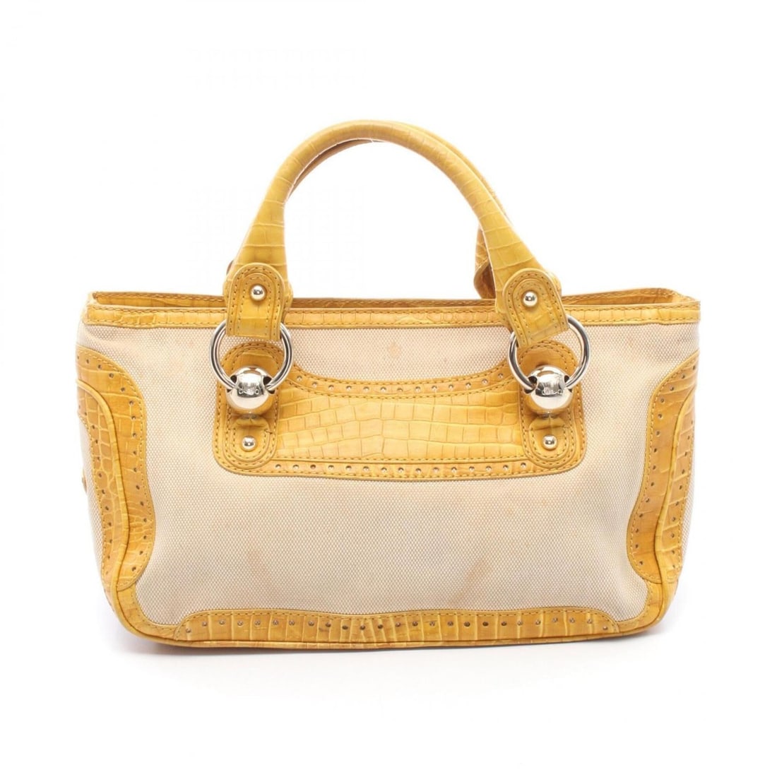 Celine Boogie Bag Embossed Handbag, Canvas and Leather, Women's, Beige/Yellow: --- Catalog ---Category: SizeSize (HxWxD): 20cm x 32cm x 13cm / 7.87'' x 12.59'' x 5.11''Handle Length: 29cm / 11.41''Category: DesignType: HandbagColor: Beige, YellowGender: WomenMaterial: Canvas , L