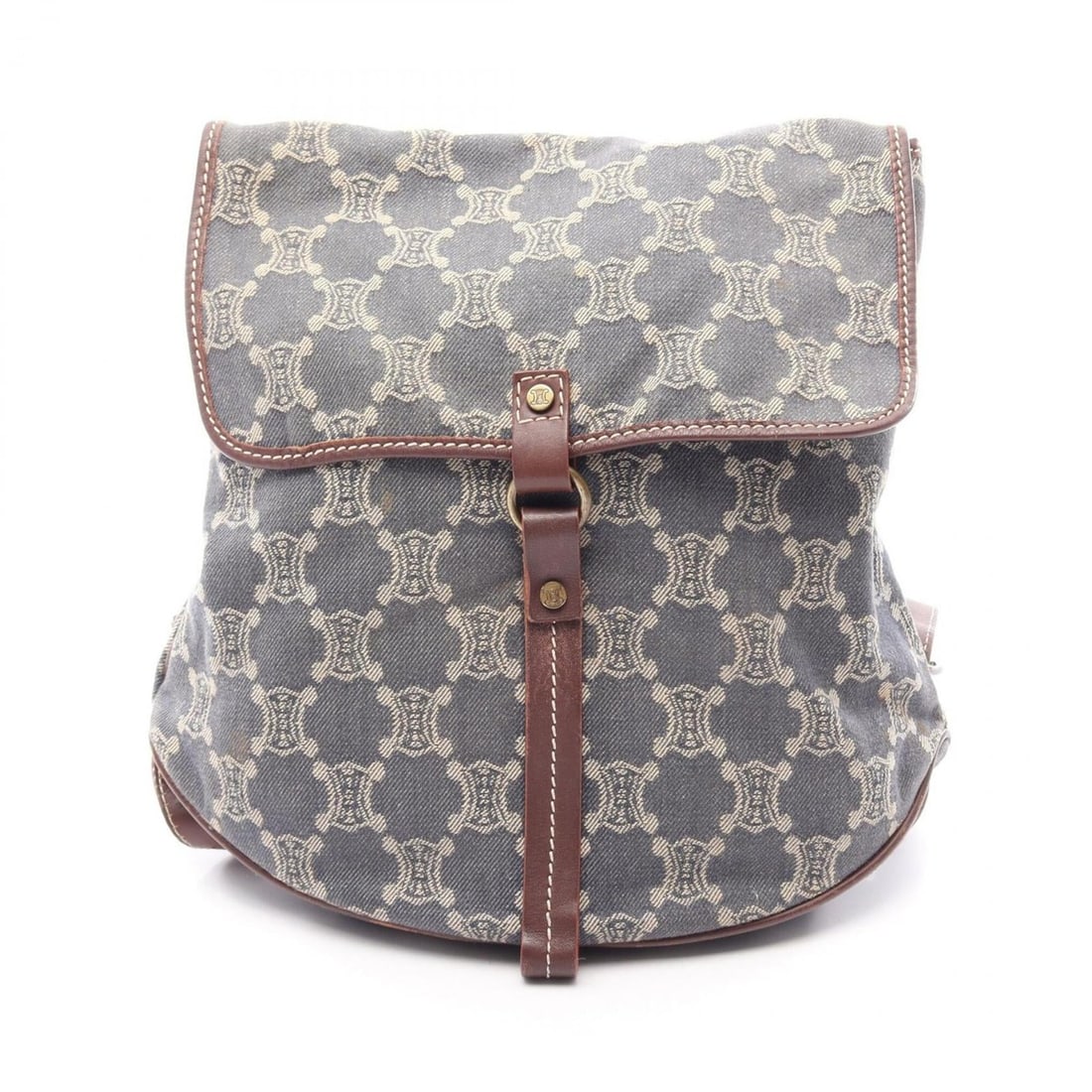 Celine Paris Macadam Backpack/Handbag in Denim Leather - Women's Navy/Brown: --- Catalog ---Category: SizeSize (HxWxD): 30cm x 32cm x 14cm / 11.81'' x 12.59'' x 5.51''Category: DesignType: Backpack, HandbagColor: Brown, NavyGender: WomenMaterial: Denim , Leather Category: Gene