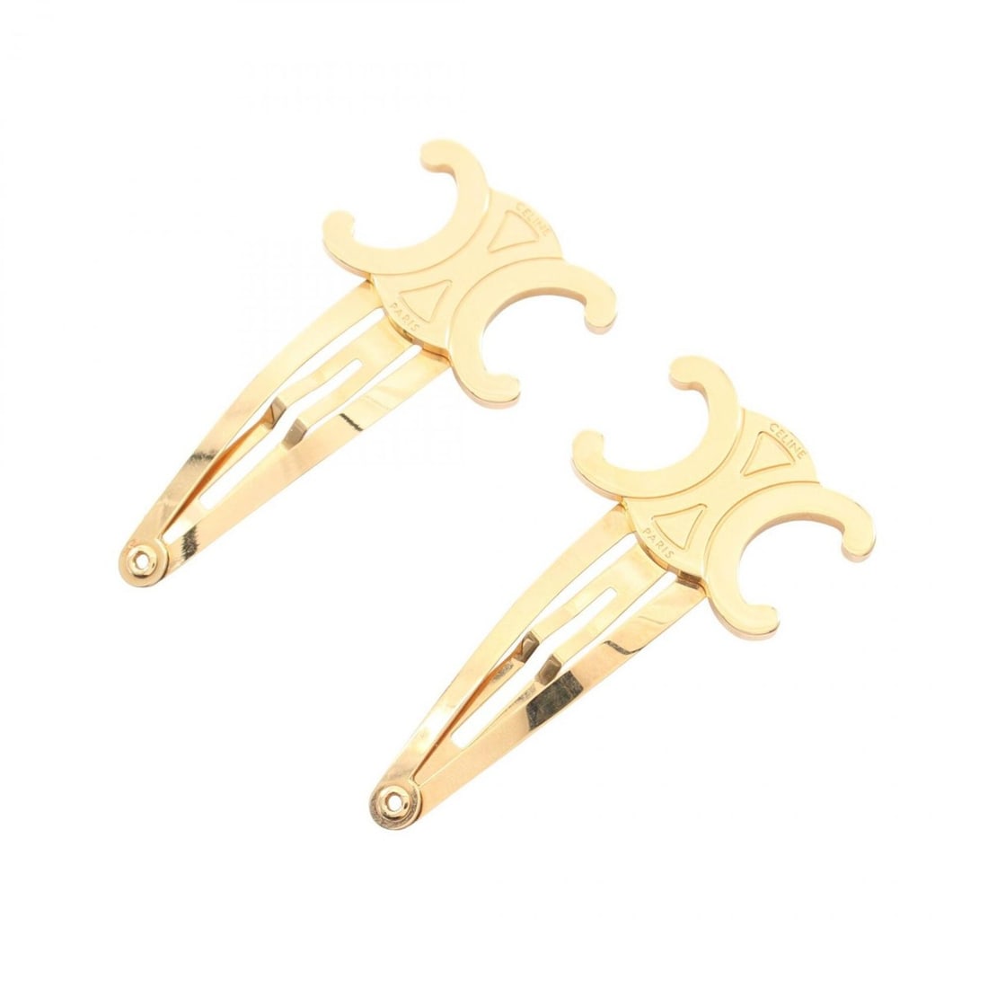 Celine Triomphe Hairpin GP (Gold Plated) Women's Gold Tone: --- Catalog ---Category: SizeSize (LxW): 6cm x 3cm / 2.36'' x 1.18''Category: DesignType: Hair pinColor: GoldGender: WomenMaterial: Gold platingCategory: GeneralBrand: Celine--- Item List ---Section: 