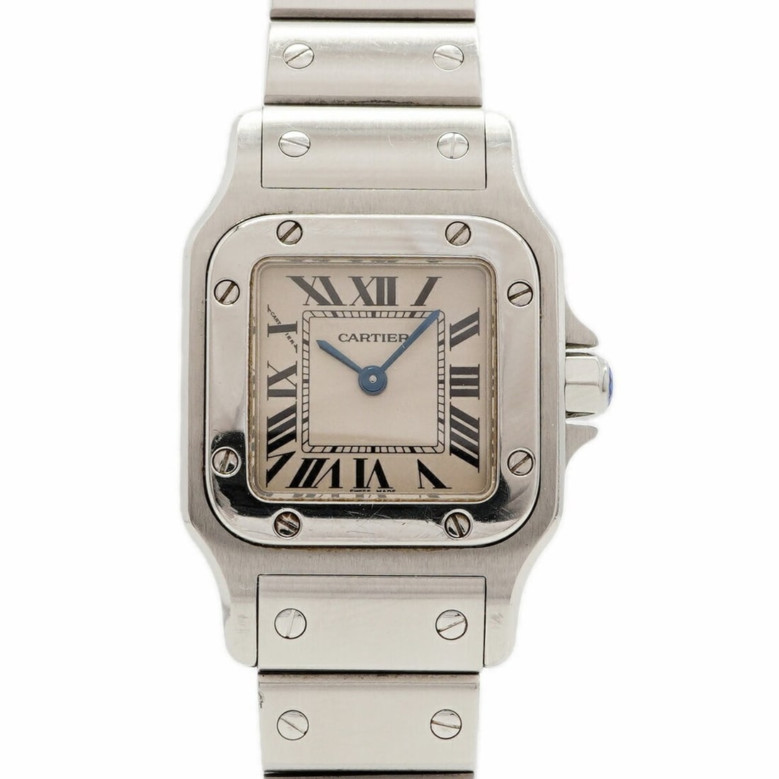 Cartier Santos Galbee SM W20056D6 Ivory Dial Women's Watch: --- Catalog ---Category: SizeWrist Size: 13.5cm / 5.31''Case Diameter: 18.5mm / 0.73''Category: DesignType: WristwatchGender: WomenColor (Dial): IvoryMaterial (Band): Stainless steelCategory: GeneralM