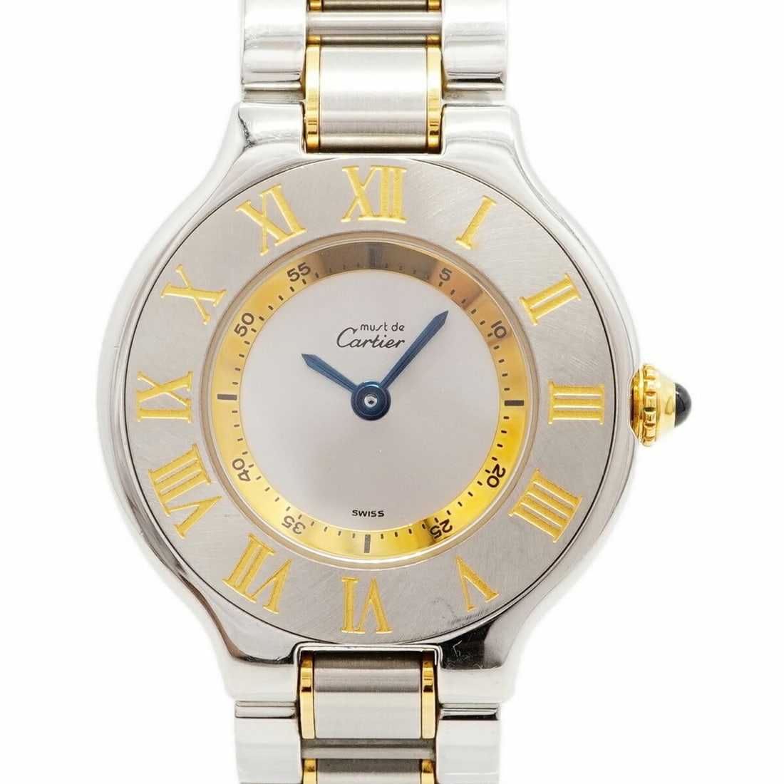 Cartier Must 21 SM W10073R6 Silver Dial Women's Watch: --- Catalog ---Category: SizeWrist Size: 14.5cm / 5.7''Case Diameter: 23mm / 0.91''Category: DesignType: WristwatchGender: WomenColor (Dial): SilverMaterial (Band): Gold plated, Stainless steelCategor