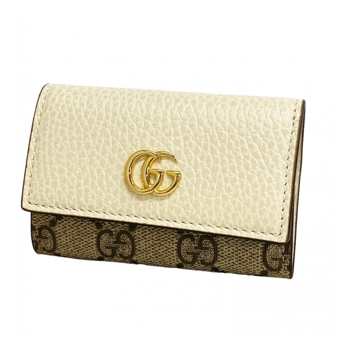 Gucci accessory/key case, GG Marmont Supreme 456118, leather, ivory brown, women's.: --- Catalog ---Category: DesignType: KeycaseColor: Brown, IvoryGender: WomenMaterial: PVC , Leather Category: GeneralMPN: 456118Brand: GucciCategory: Physical PropertiesSize (HxWxD): 7cm x 9.5cm x 2cm