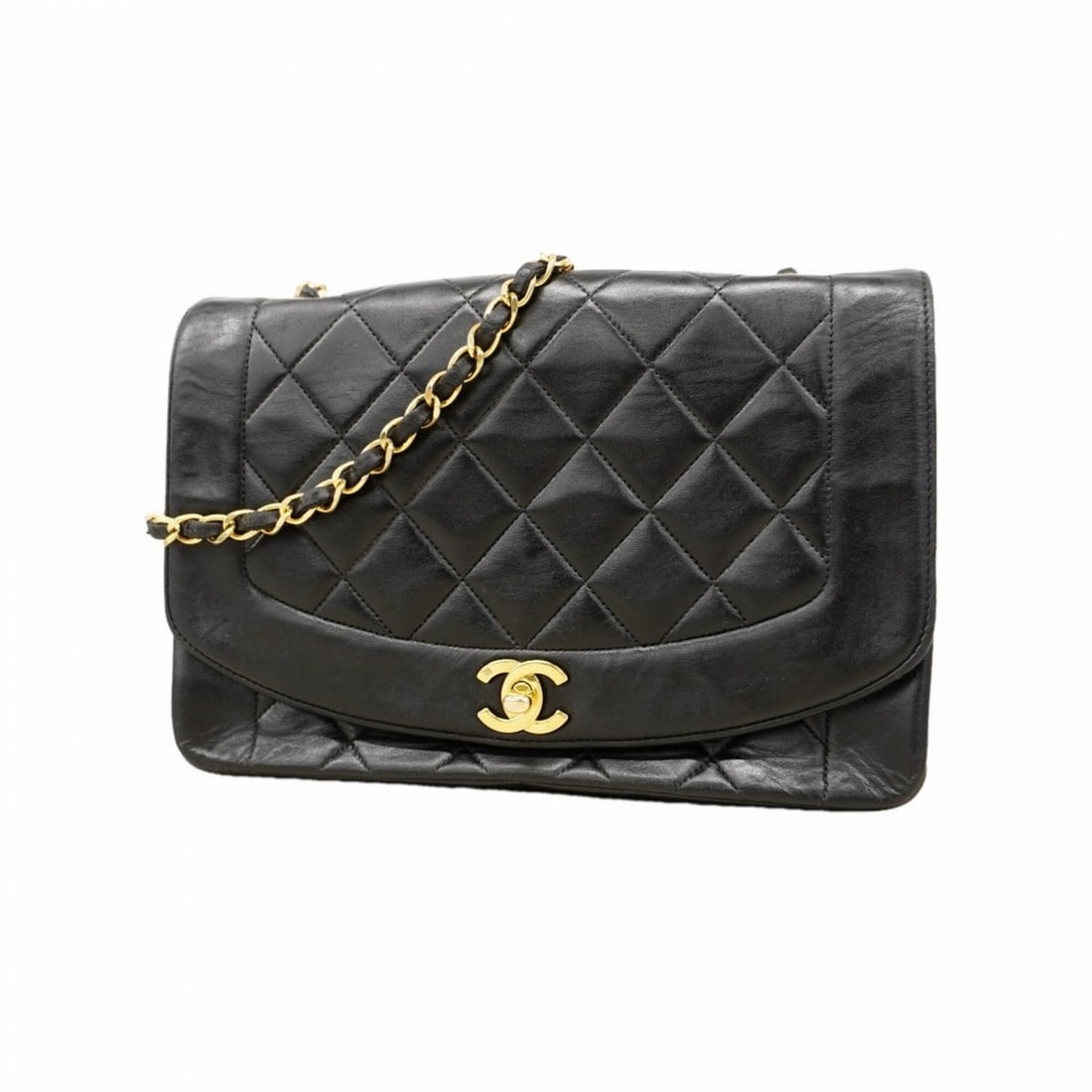 Chanel Diana Chain Shoulder Bag, Lambskin, Black, Women's: --- Catalog ---Category: SizeSize (HxWxD): 17cm x 25cm x 7cm / 6.69'' x 9.84'' x 2.75''Category: DesignType: Shoulder bagColor: BlackGender: WomenMaterial: Leather Hardware Color: GoldLeather/Fur Type