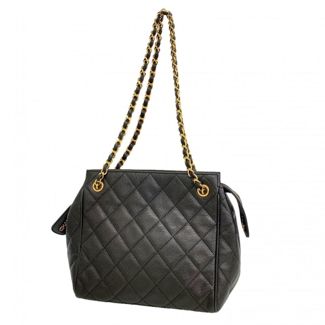 Chanel Matelassé Chain Shoulder Bag, Caviar Leather, Black, Women's: --- Catalog ---Category: SizeSize (HxWxD): 20cm x 22cm x 11cm / 7.87'' x 8.66'' x 4.33''Category: DesignType: Shoulder bagColor: BlackGender: WomenMaterial: Grained Calfskin Hardware Color: GoldCatego