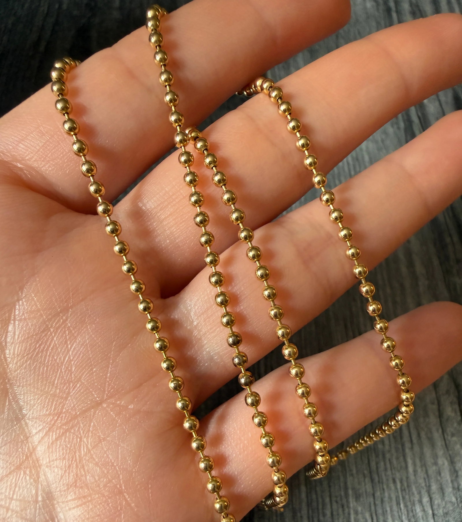 Solid 14K Gold Ball Chain, 20?? Long
