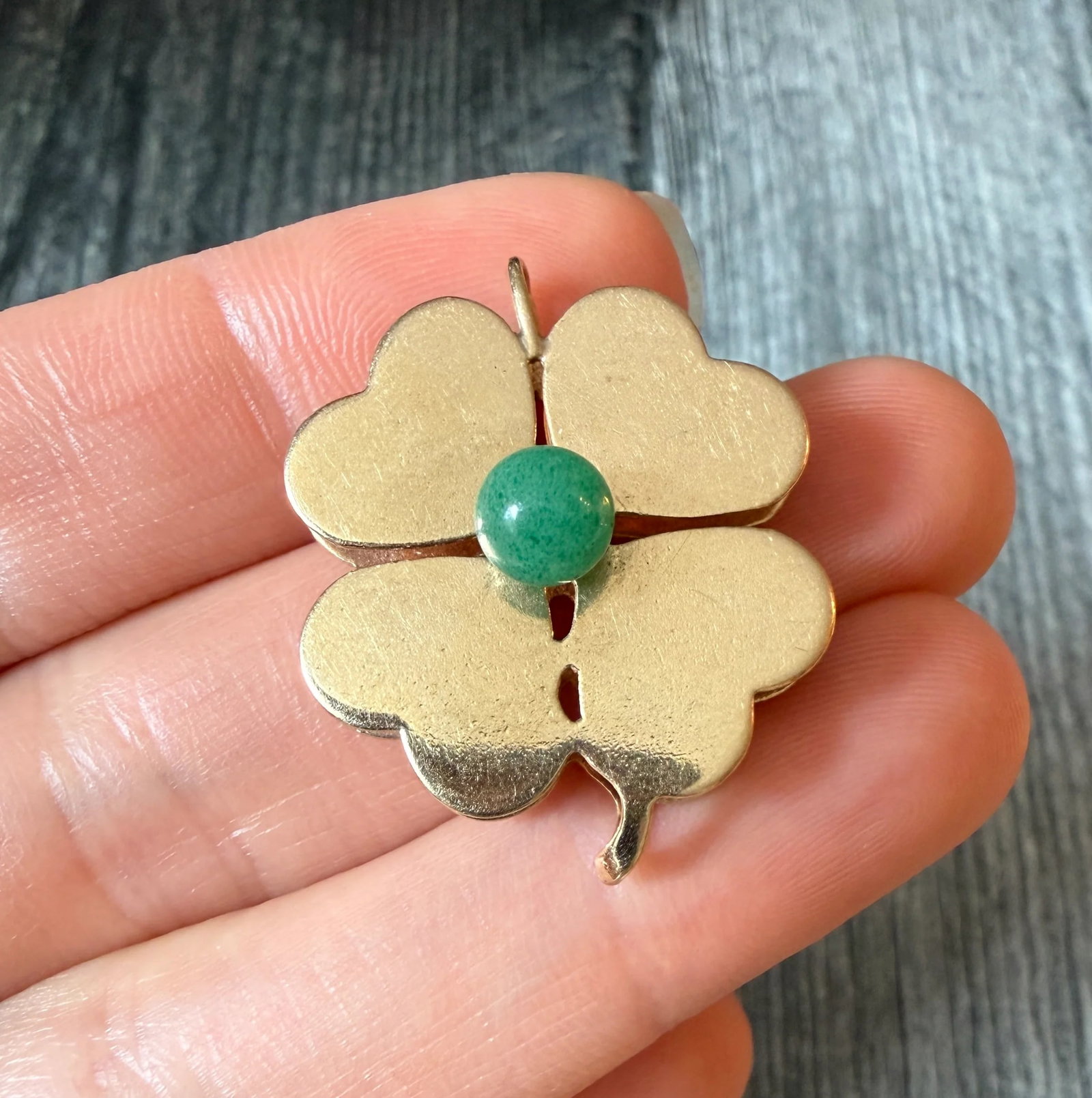 Vintage Dimensional Four Leaf Clover Charm in 14K Gold (1 of 1)