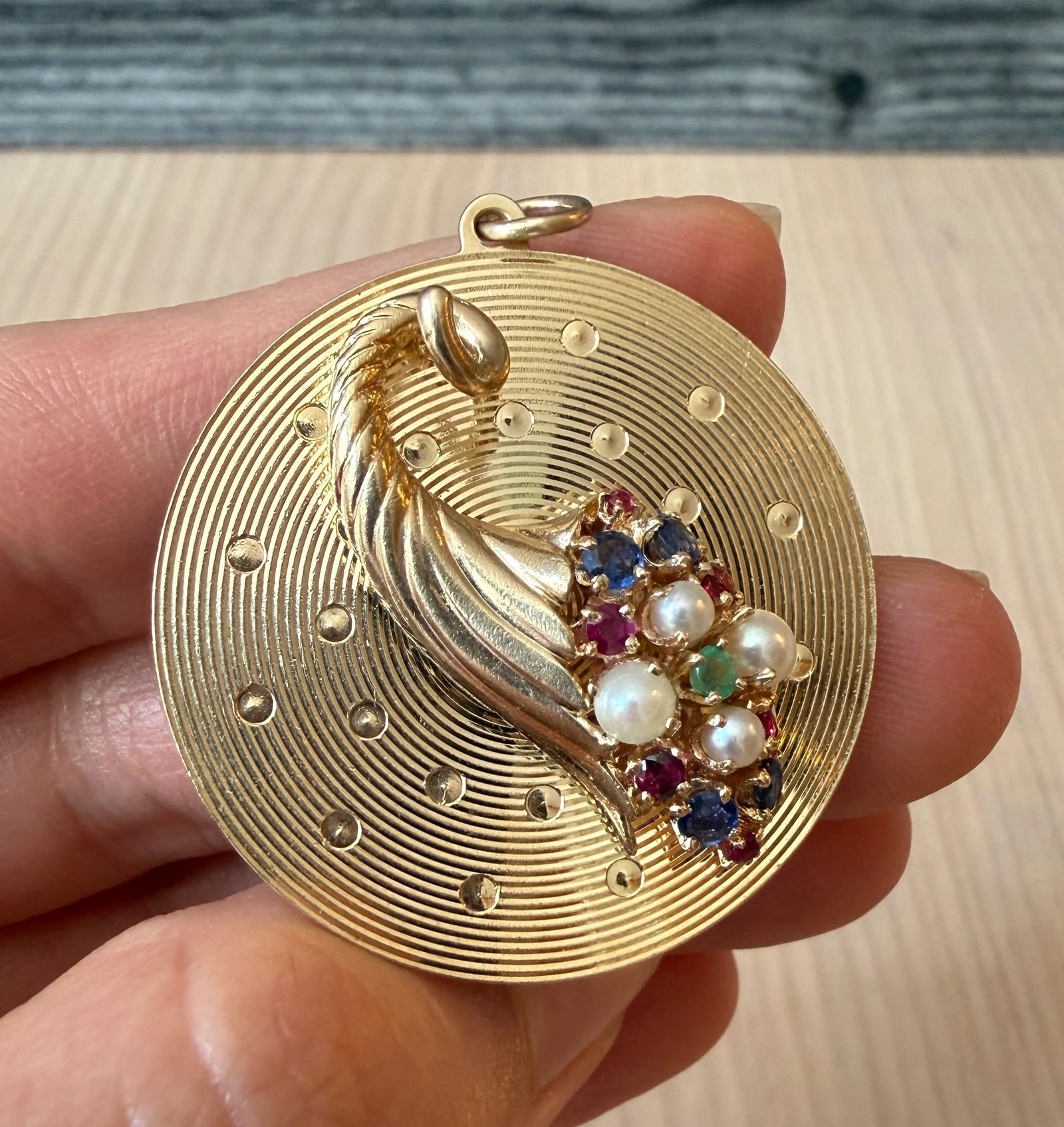 Large 1960s Dankner Gem Set Cornucopia Charm (1 of 1)