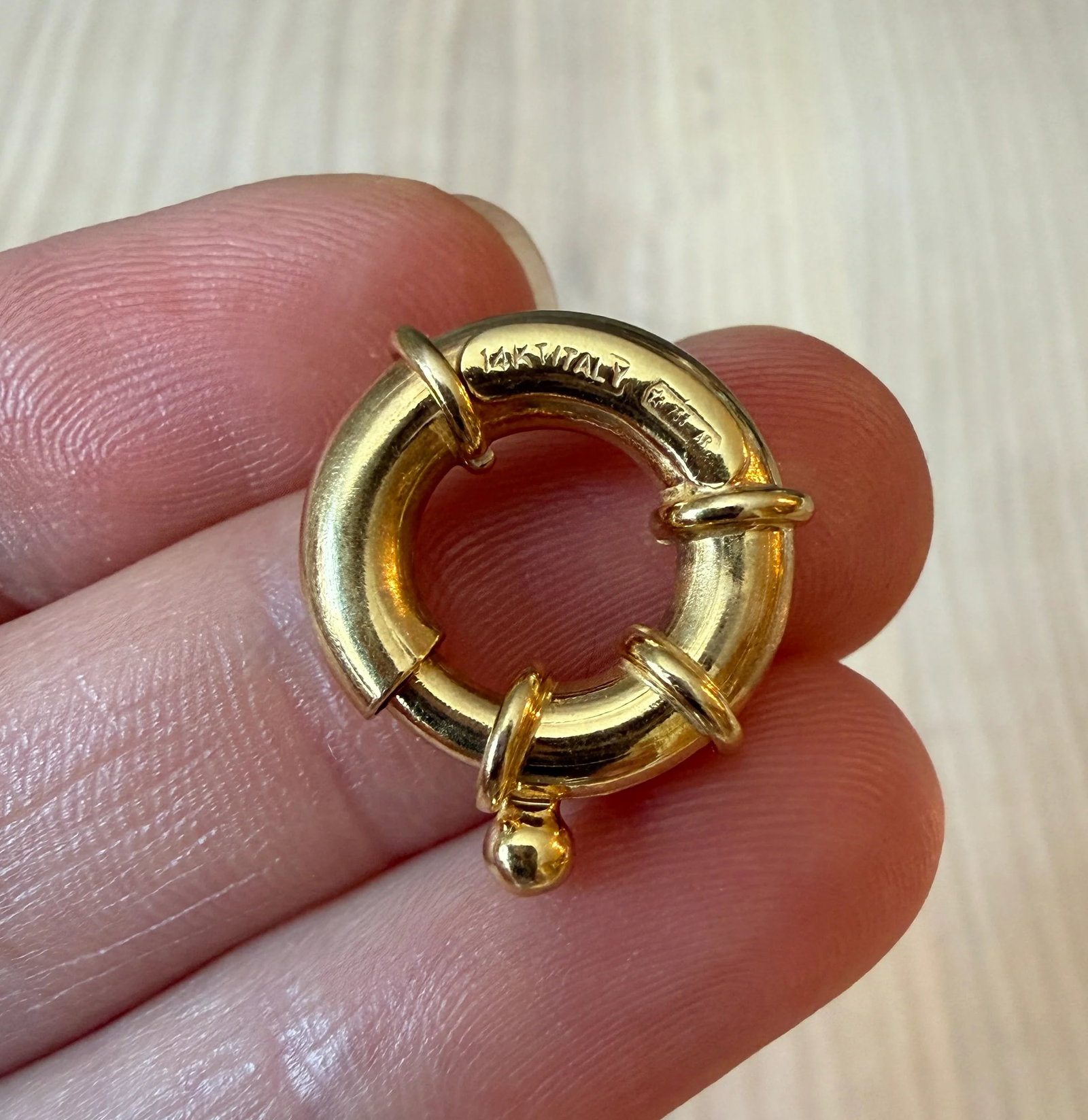 Oversized Puffy 14K Gold Spring Ring Clasp (1 of 1)