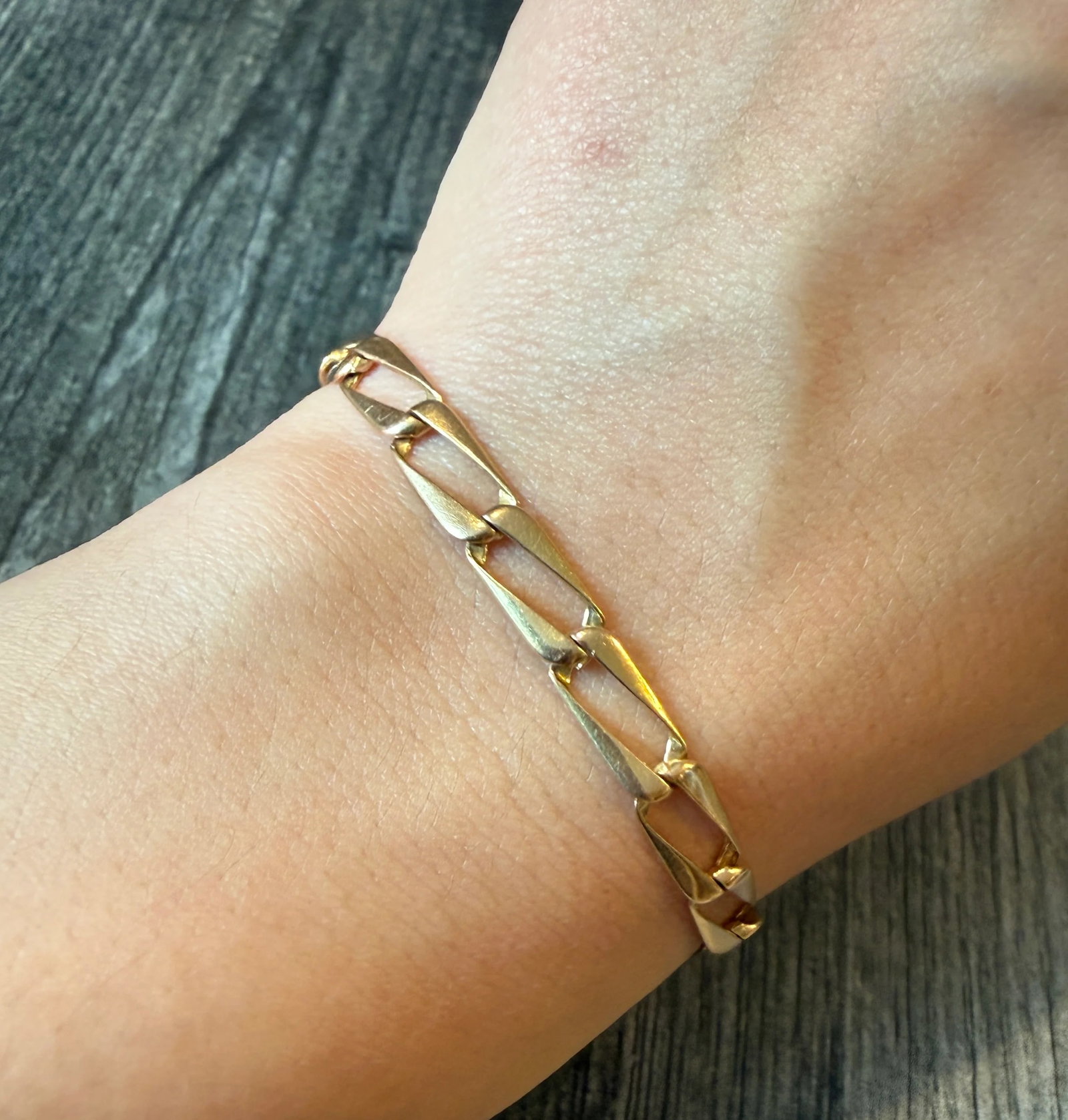 Vintage 14K Gold Rectangular Link Bracelet, 7.25" Long (1 of 1)