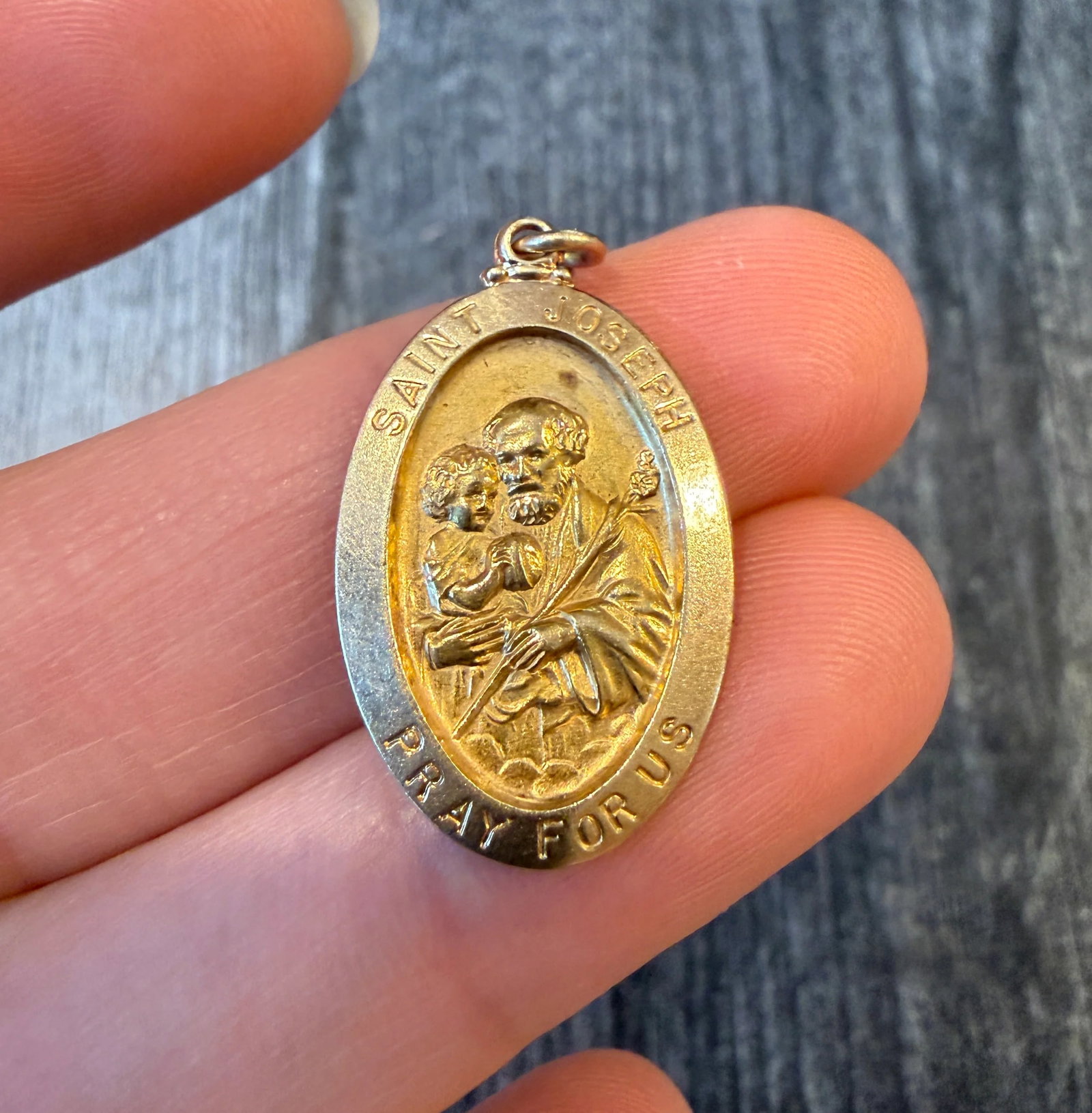 Oval Saint Joseph Medal Charm in 14K Gold (1 of 1)