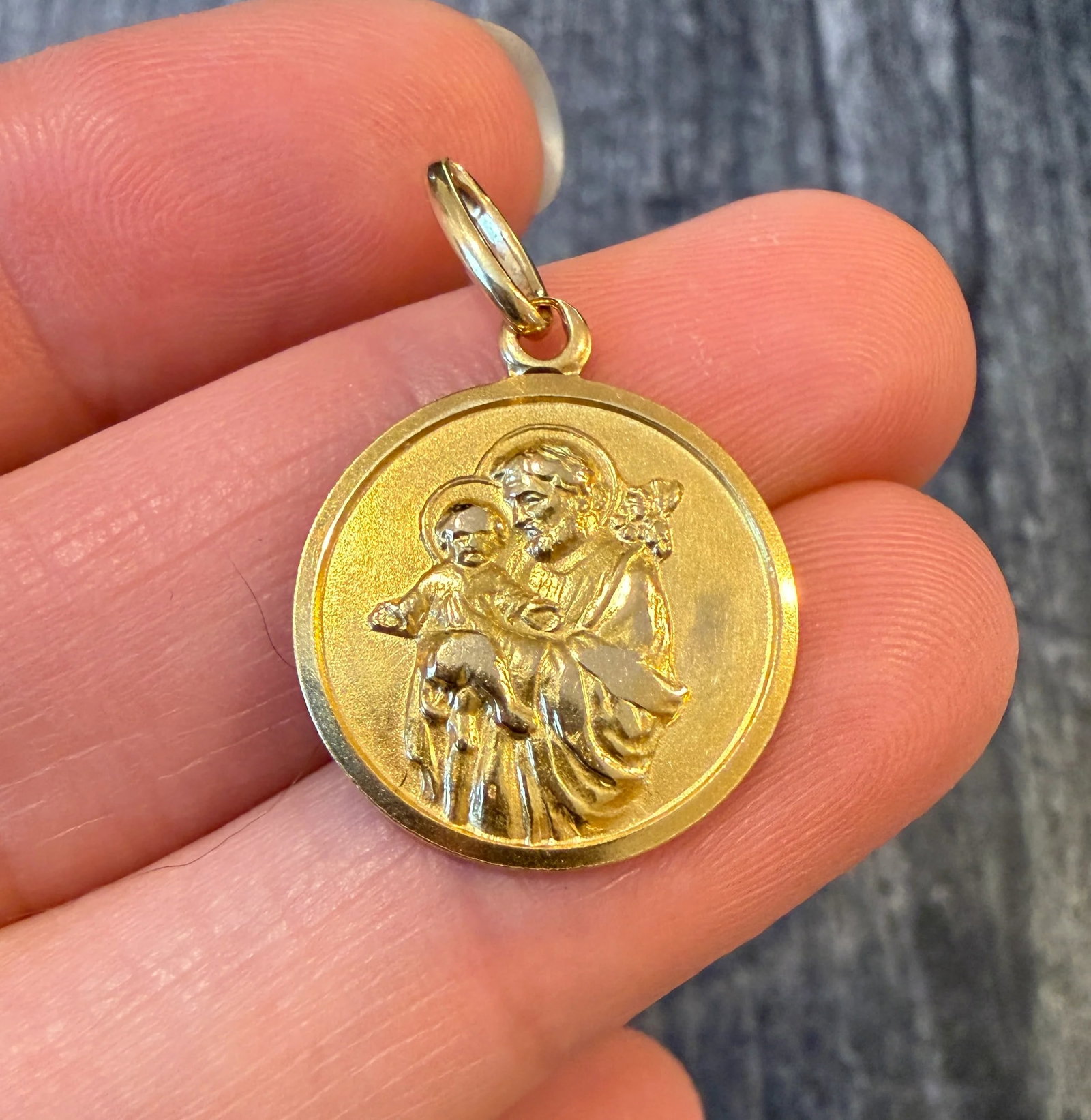 Vintage Saint Joseph Medal Charm in 18K Gold (1 of 1)
