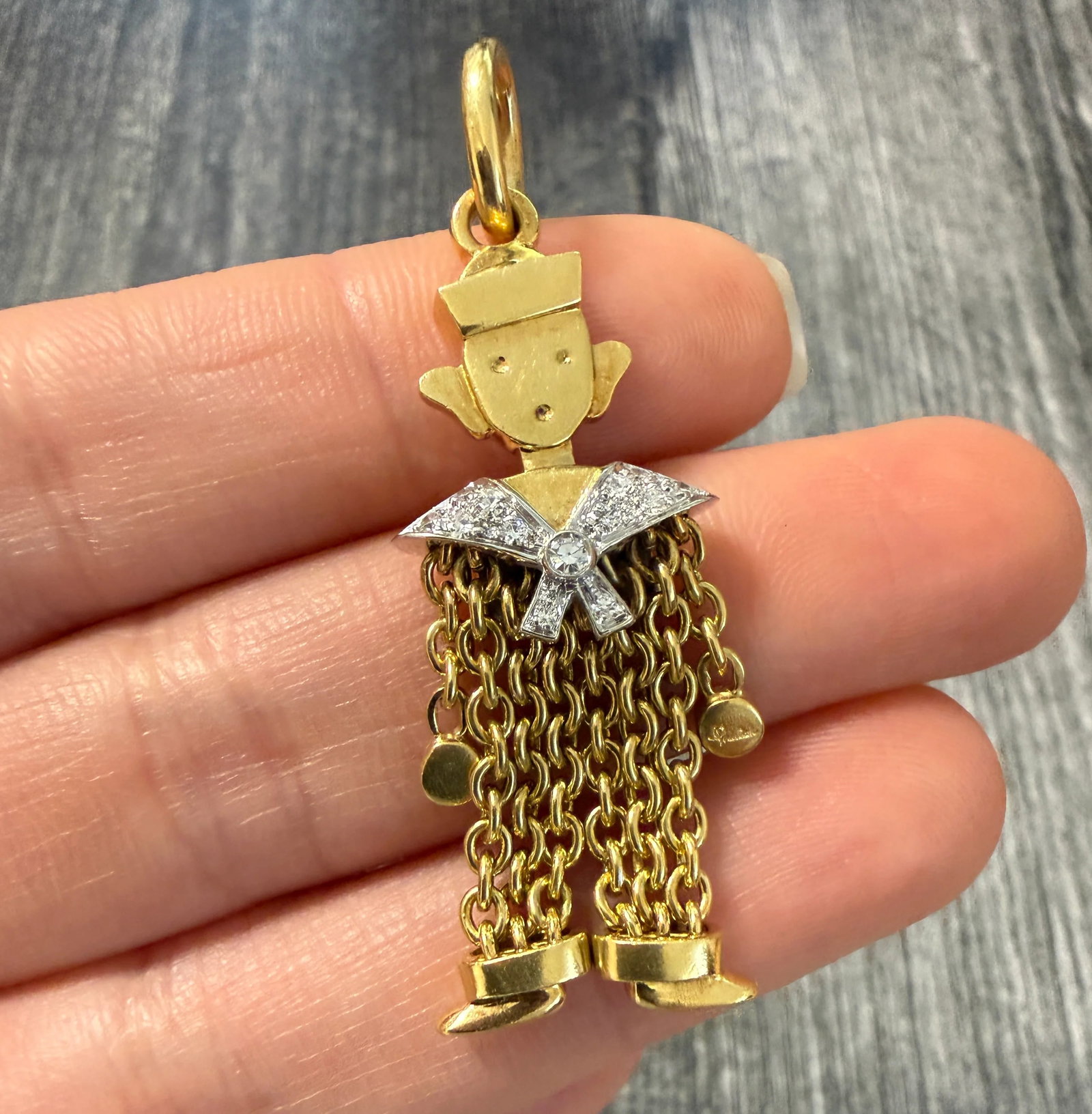 Pomellato Diamond and 18K Gold Chain Sailor Charm (1 of 1)