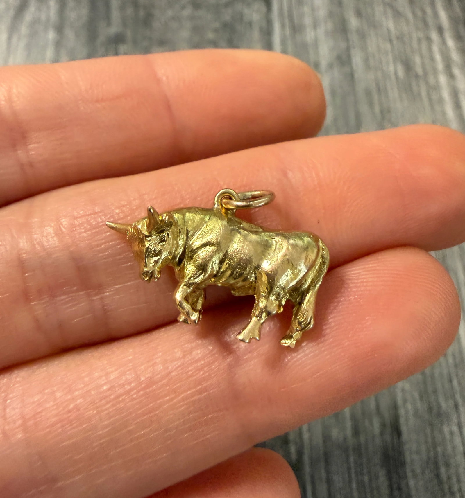 Solid Vintage 14K Gold Taurus or Bull Charm: Metal: 14K Yellow Gold Weight: 6.4 gramsMeasurements: 0.5 inches long by 0.75 inches wideMarkings: "14K"Condition: In very good vintage condition with some minor surface wear consistent with