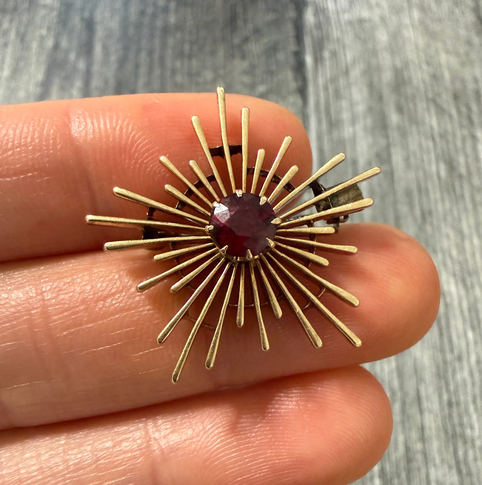 Antique Garnet and 14K Gold Starburst Pin (1 of 1)
