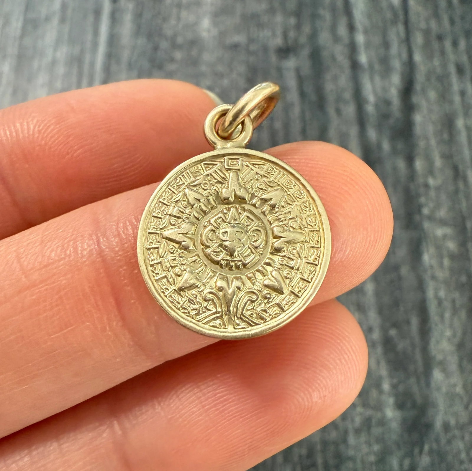 Vintage 14K Gold Aztec Calendar Charm (1 of 1)