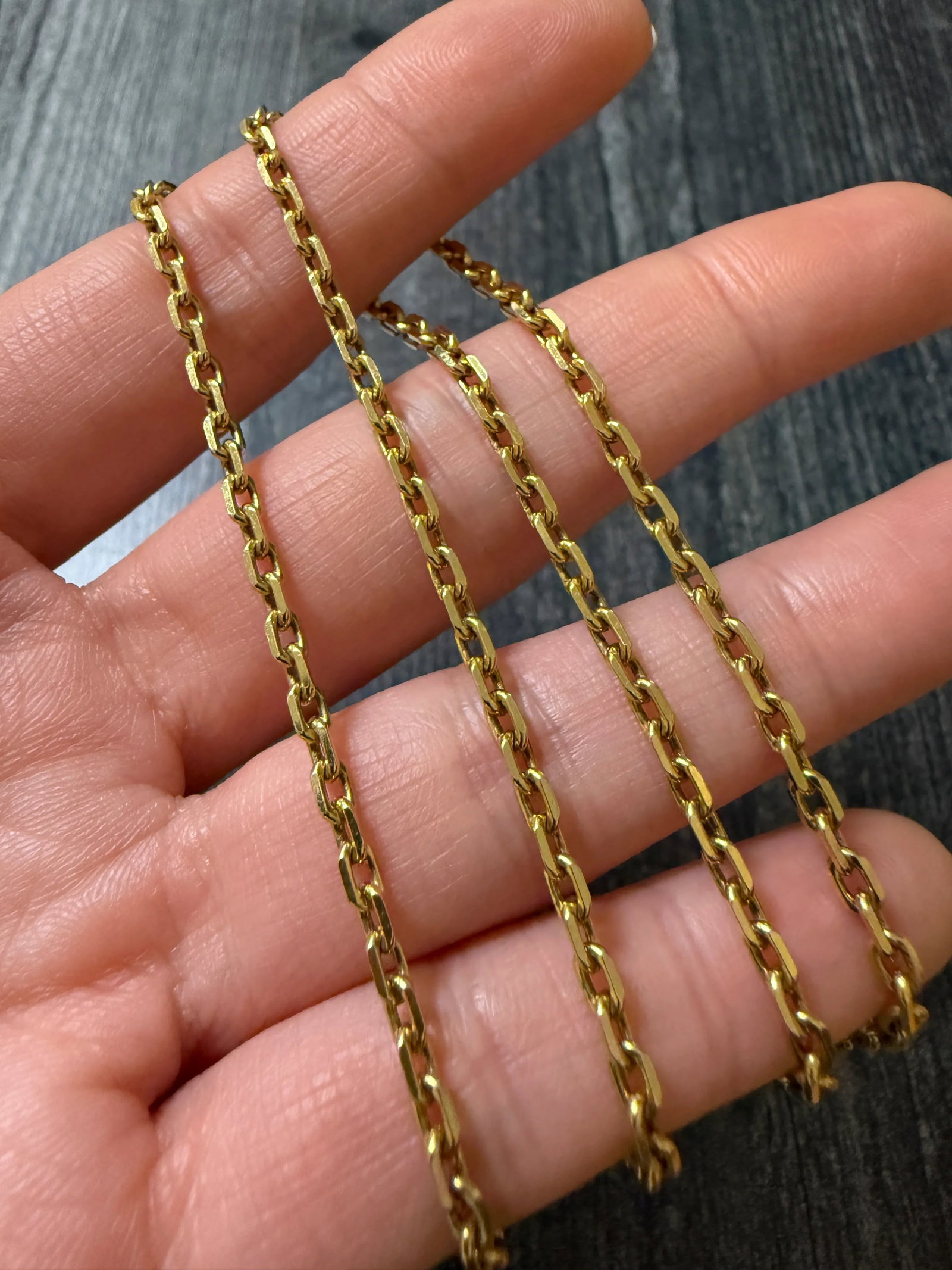 Vintage 18K Gold Biker Link Chain, 20.5" Long: Metal: 18K Yellow GoldWeight: 16 gramsMeasurements: 20.5" long by 2.8 mm wideMarkings: "750 853 MI"Condition: In good condition with some minor surface wear consistent with age.