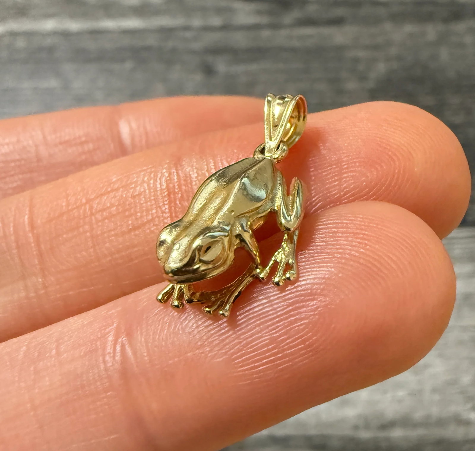Cute 14K Gold Frog Charm: Metal: 14K Yellow Gold Weight: 1.9 gramsMeasurements: 0.5 inches long by 0.45 inches wideMarkings: "Ma 14K"Condition: In very good condition with some minor surface wear consistent with age. Follow us