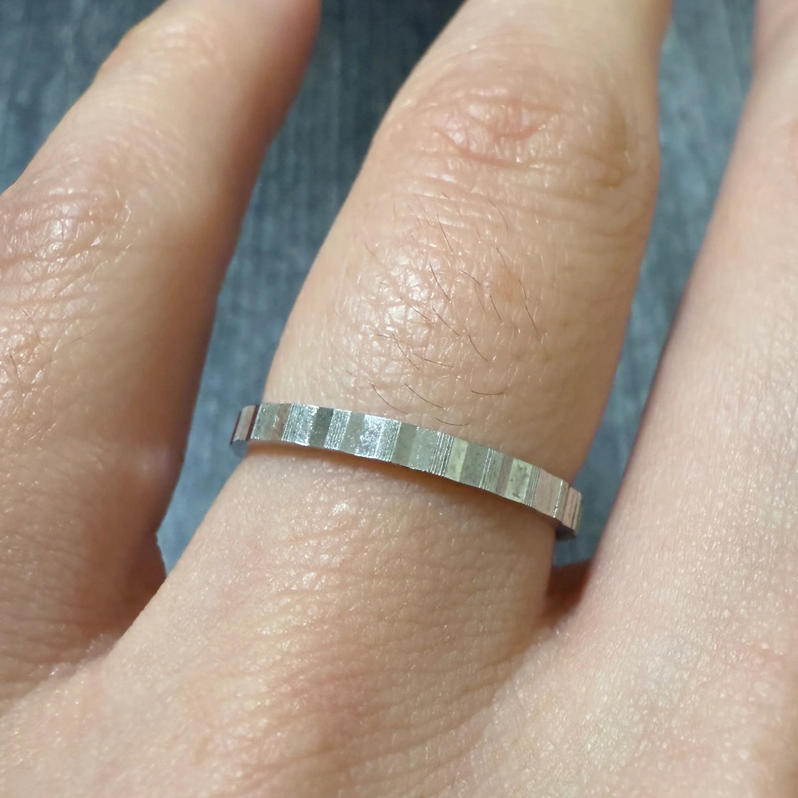Crimped 14K White Gold Wave Band, Size 6.25 (1 of 1)