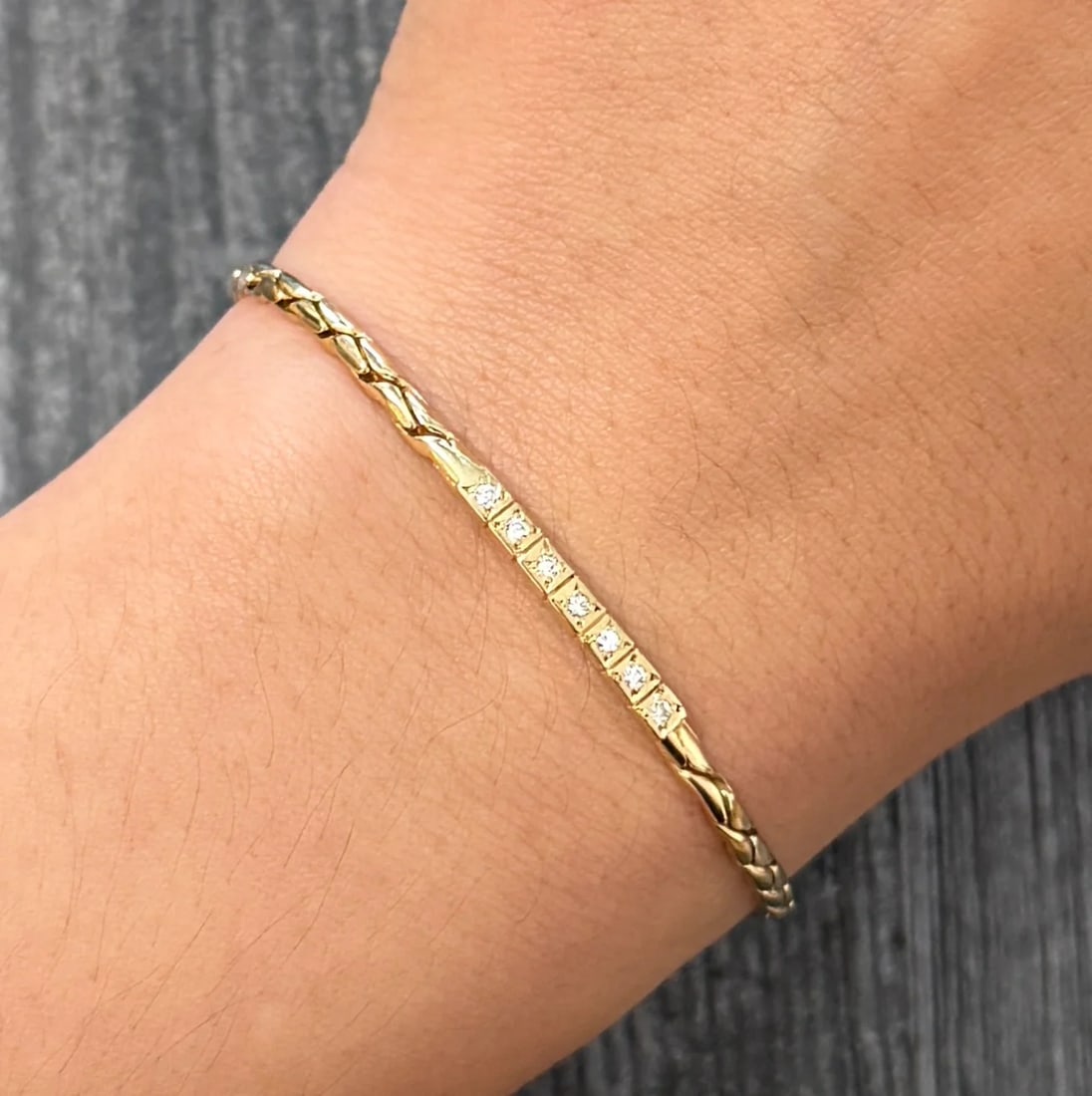 Diamond ID and 14K Gold Snake Scale Style Bracelet (1 of 1)