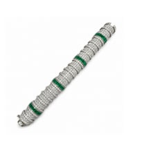 18K White Gold Colombian Emerald & Diamond Bracelet (1 of 1)