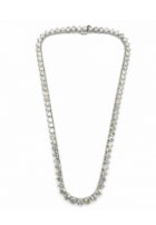 18K White Gold 20.75 Ct. Diamond Necklace: Premium 18K white gold riviere-style necklace showcasing an impressive 20.75 carats of uniform, brilliant diamonds.