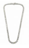 18K White Gold 23.05 Ct. Diamond Necklace: High-jewelry statement piece in 18K white gold displaying 23.05 carats of strictly selected, brilliant diamonds.