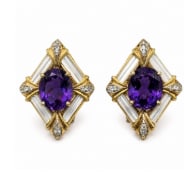 14K Yellow Gold Amethyst & Diamond Earrings (1 of 1)
