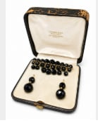 TIFFANY & CO. 14K Yellow Gold Black Onyx Brooch & Earring Set (1 of 1)