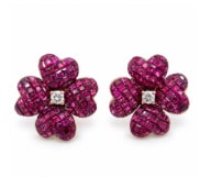 18K Rose & Yellow Gold Ruby & Diamond Earrings (1 of 1)