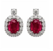 18K White Gold GIA Certified Synthetic Ruby & Diamond Earrings (1 of 1)