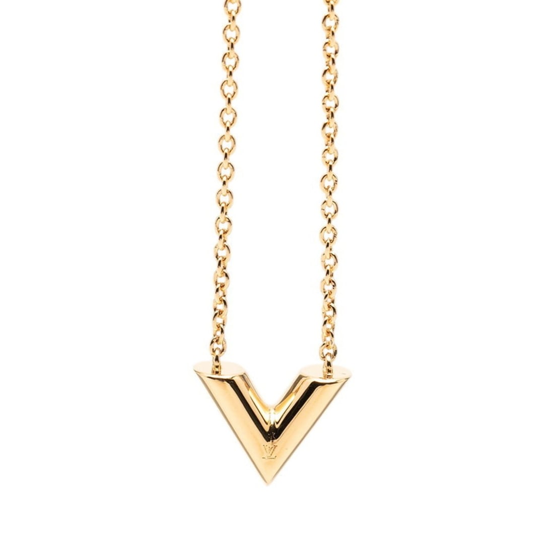 Louis Vuitton Essential V Chain Pendant Necklace M61083 Gold Plated Women's LOUIS VUITTON (1 of 7)
