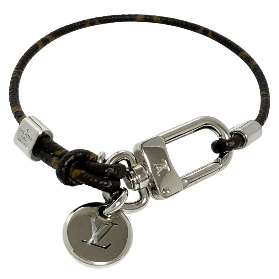 Louis Vuitton Men's Cord Bracelet, Monogram Pattern, Brown, 22cm: --- Catalog ---Category: SizeLength: 22cm / 8.66''Category: DesignType: Charm braceletColor: BrownGender: MenMaterial: MetalCategory: GeneralBrand: Louis VuittonCountry of Origin: Italy--- Item List -