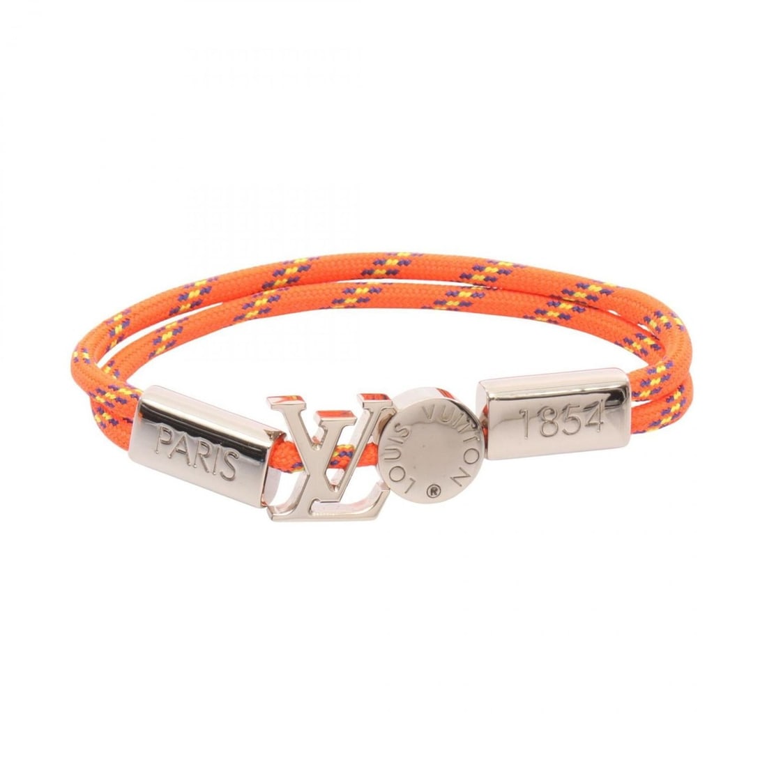 Louis Vuitton LV Fluo Bracelet, Stainless Steel, Fabric, Women's, Orange/Silver Tones (1 of 5)