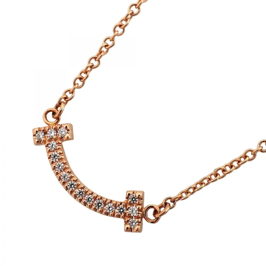 Tiffany & Co. T Smile Mini Necklace, 18K Pink Gold, Diamond, Women's: --- Catalog ---Category: SizePendant Size: 4.6mm x 14.5mm / 0.18'' x 0.57''Neck Circumference: 40.5 cm - 46 cm / 15.94'' - 18.11''Category: DesignStone: DiamondGender: WomenMaterial: Pink gold (18K)Ne