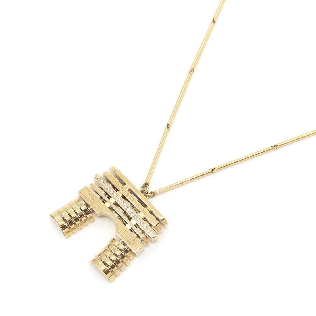 Louis Vuitton Necklace M68149 Gold Metal Strass Pendant Long LV Women's LOUIS VUITTON: --- Catalog ---Category: SizePendant Size: 30mm x 28mm / 1.18'' x 1.1''Neck Circumference: 87 cm / 34.25''Category: DesignColor: GoldGender: WomenMaterial: MetalPendant Type: PendantNecklace Type: Nec