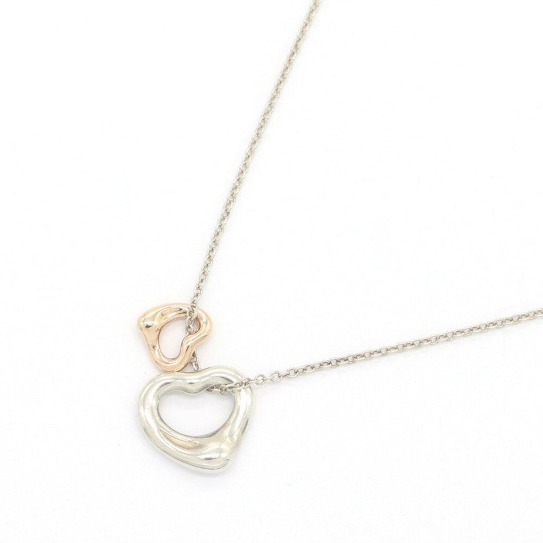 Tiffany & Co. Elsa Peretti Double Heart Necklace, Sterling Silver 925 (AU750 RG), Pendant, Women's.: --- Catalog ---Category: SizePendant Size: 10mm x 11mm / 0.39'' x 0.43''Neck Circumference: 42 cm / 16.53''Category: DesignGender: WomenMaterial: Rose gold (18K), Sterling silver 925Pendant Type: Pend