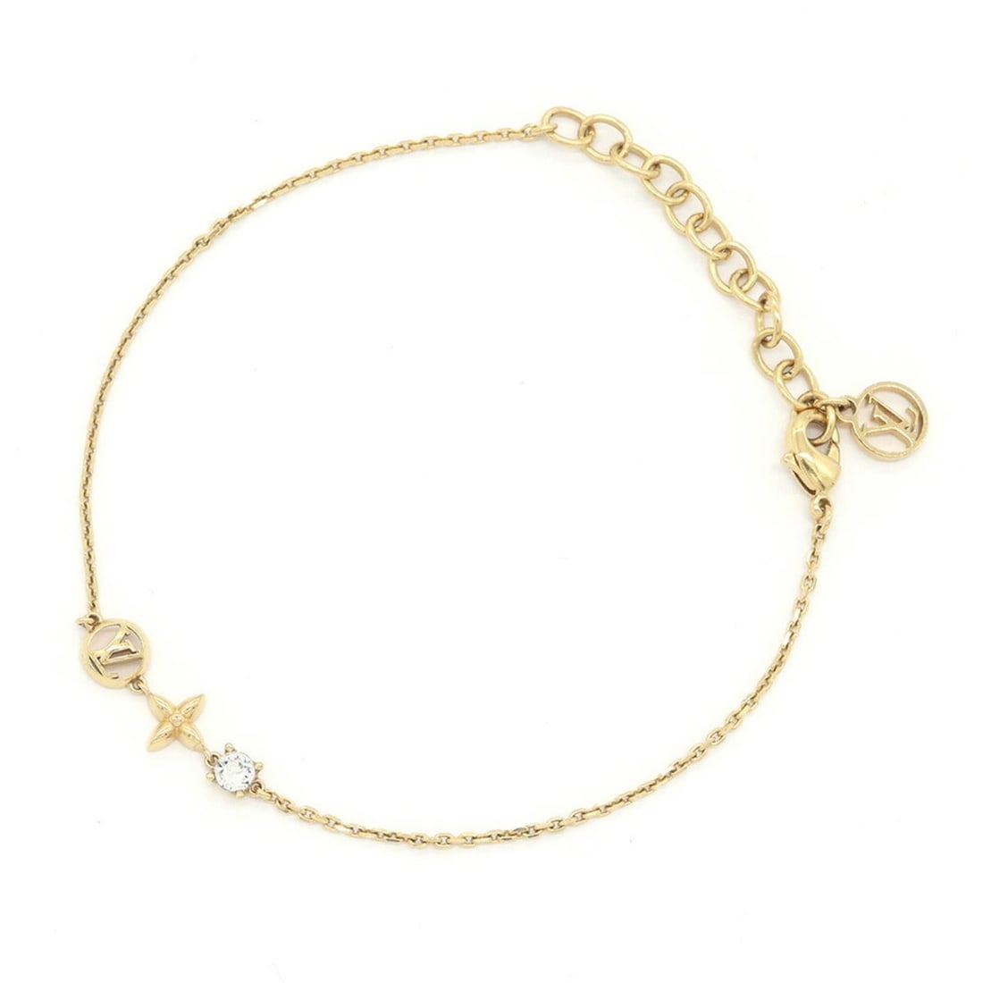 Louis Vuitton Petit Bracelet M00374 Gold Metal Strass LV Chain Women's LOUIS VUITTON (1 of 5)