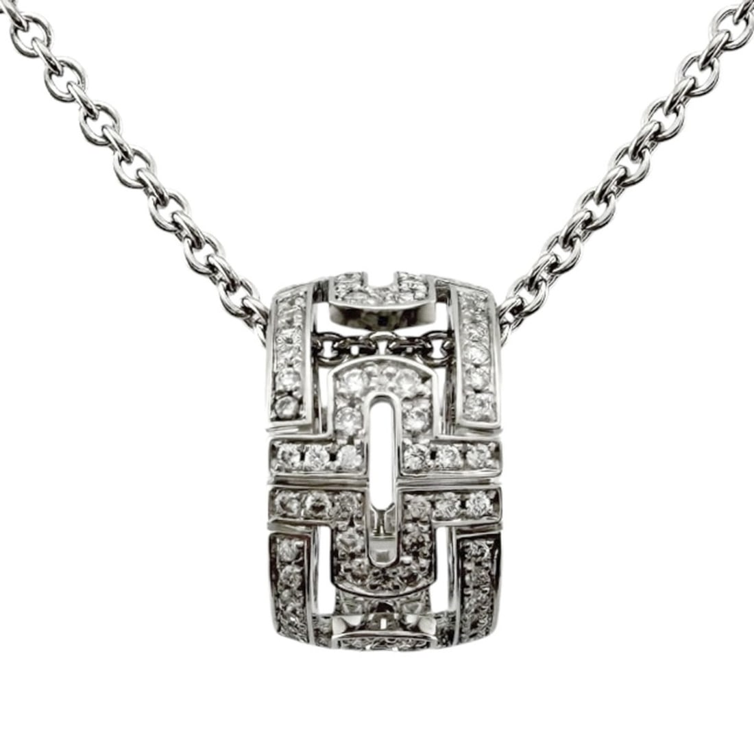Bulgari Parentesi Necklace, 18K White Gold, Diamond, Women's, BVLGARI: --- Catalog ---Category: SizePendant Size: 16mm x 9mm / 0.62'' x 0.35''Neck Circumference: 45.5 cm / 17.91''Category: DesignColor: White goldStone: DiamondGender: WomenMaterial: White gold