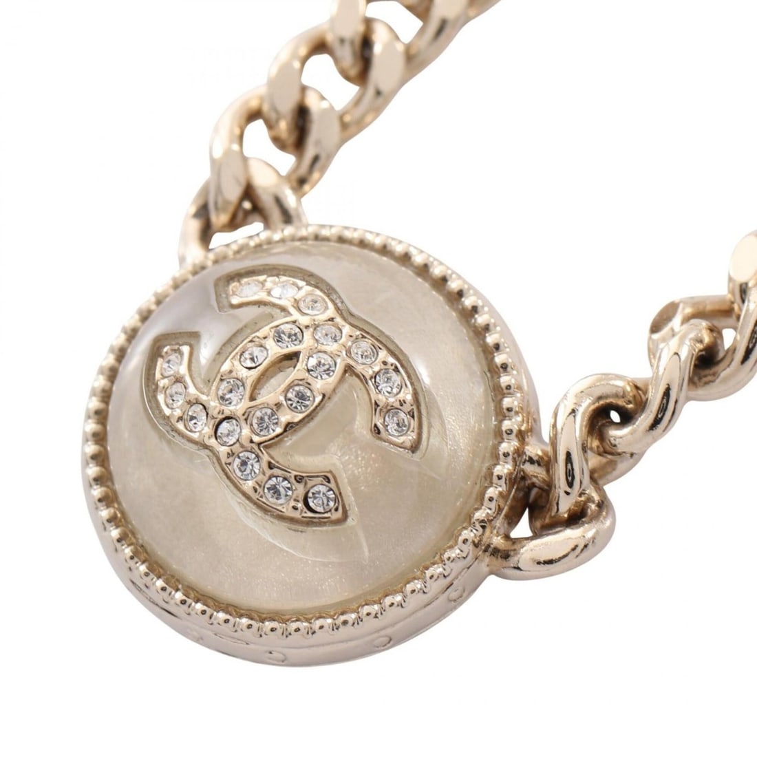 Chanel Coco Mark Circle Necklace, Gold Plated (GP), Rhinestone, Women's, Tone, A22C: --- Catalog ---Category: SizePendant Size: 14mm x 14mm / 0.55'' x 0.55''Neck Circumference: 37 cm - 51 cm / 14.56'' - 20.07''Category: DesignColor: GoldGender: WomenMaterial: Gold plating,