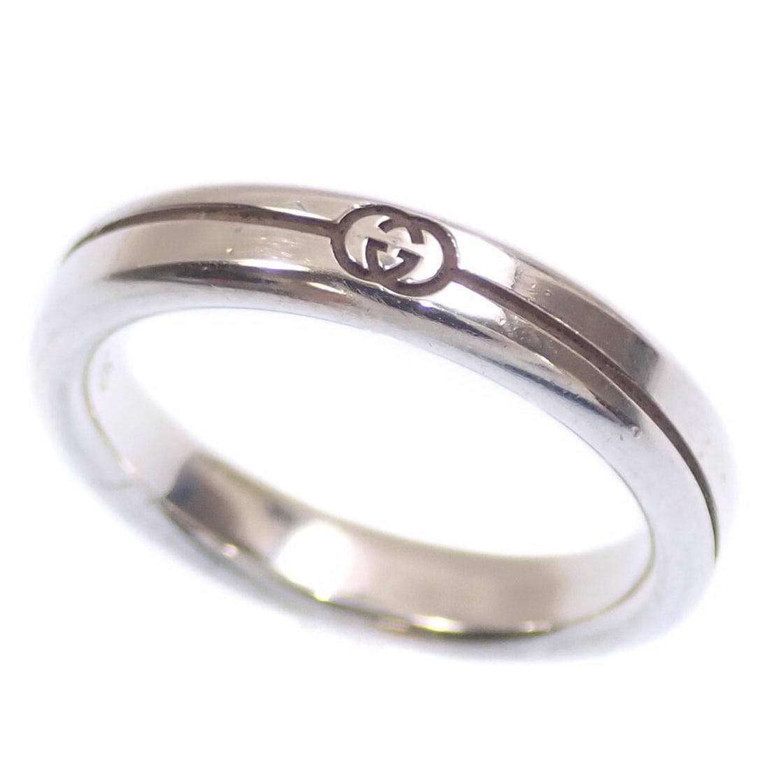 Gucci Diagonal Interlocking G Ring, Women's, SV925, Size 14.5 (#15), 4.4g, Silver Ring (1 of 9)