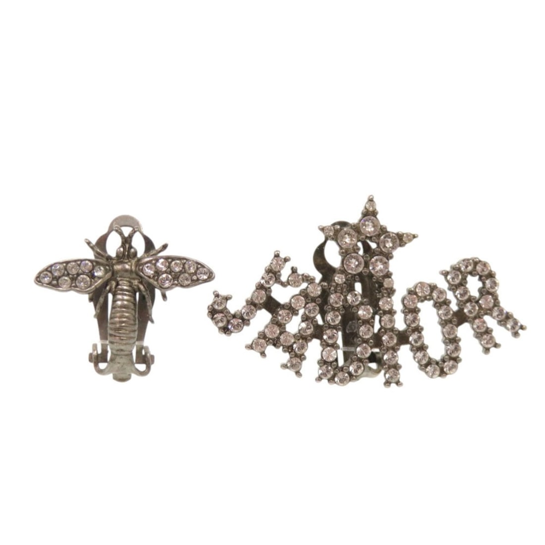 Christian Dior JADIOR Logo Bee Star Stone Silver Earrings Accessory 1500 (1 of 2)