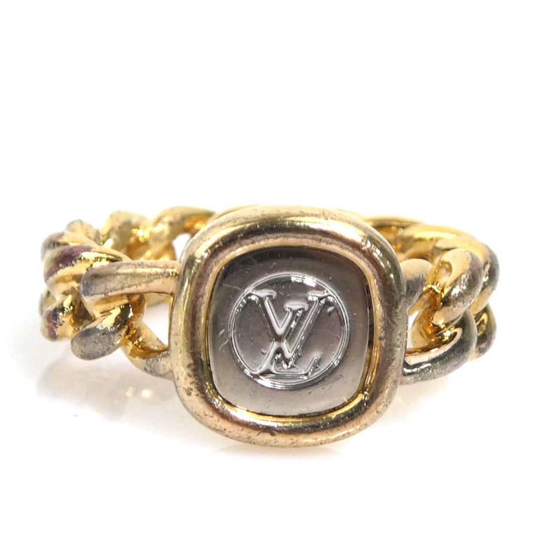 Louis Vuitton ID Chain Ring, Metal, Gold/Silver, Women's, M61094 e61974g: --- Catalog ---Category: SizeJP Size: 9.5US Size: 5Category: DesignType: Band ringColor: Gold, SilverGender: WomenMaterial: MetalCategory: GeneralMPN: M61094Brand: Louis VuittonCountry of Origin: Ital